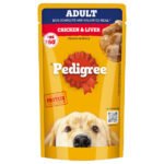 Pedigree Adult Wet Dog Food, Chicken & Liver Chunks in Gravy, 130 g, Complete & Balanced Meal for Adult Dogs