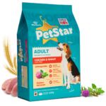 Mankind Petstar Adult Dry Dog Food (High Protein) Chicken & Wheat Flavor, 1kg | Improves Muscle & Strength, Supports Immunity, Protects Liver & Kidney| Adult Dog Food