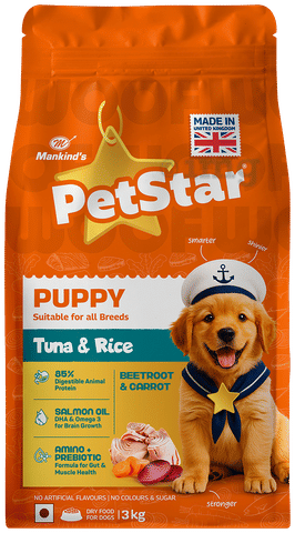 58f6ad0524814ab0b986ea50dc6b574c Petstar Puppy Dry Dog Food 1 kg, Tuna & Rice Formula, High Protein, Easy Digestion, Immunity Support, No Artificial Flavours or Added Sugar - Image 1