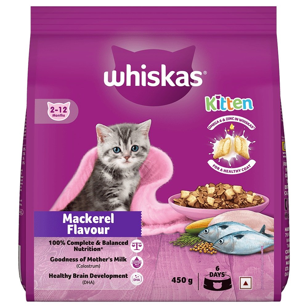 7670469-1-whiskas-amazonia-kitten-mackerel-flavour-450g-fop Whiskas Mackerel Flavour Kitten (2 to 12 months)Cat Dry Food - Image 1