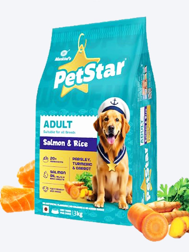AdultSamonRiceDog3kg Mankind Petstar Adult Dry Dog Food (High Protein) Salmon & Rice Flavor, 1kg Pack | Improves Muscle & Strength, Supports Immunity, Protects Liver & Kidney Amazon's Choice - Image 1