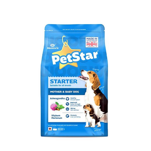 mankind-petstar-starter-dog-food Mankind PetStar Starter Dry Dog Food (High Protein) for Mother & Puppy, 1kg Pack | Improves Muscle & Strength, Supports Immunity, Protects Liver & Kidney | Gestation/Lactation Support 46% off - Image 1